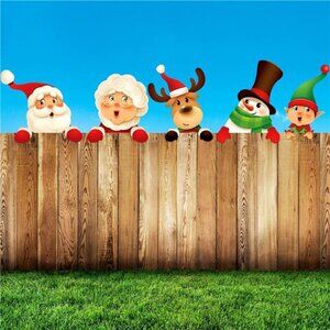 5 Pieces Christmas Fence Peeker Decoration Peeking Christmas Yard